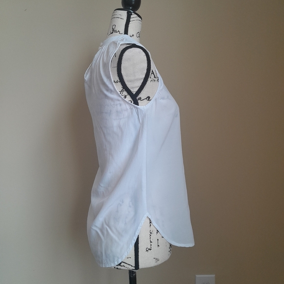 Manguun Collection white sleeveless top lightweight mock neck womens XS - Picture 3 of 9